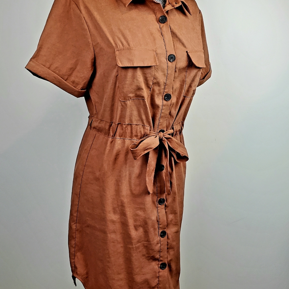 C'est Moi Shirt Dress Silk Blend Bronze Brown